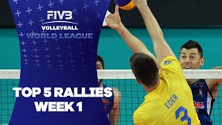 FIVB  World League Week 1  Top 5 Rallies [upl. by Kcirdle329]