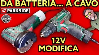 Tutorial parkside modifica da batteria a cavo 12V 20V utensili adattattore lidl attrezzi x12v x20v [upl. by Neerehs]