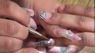 Acrylic Nail art 3D flower Design beginner [upl. by Yanehc]