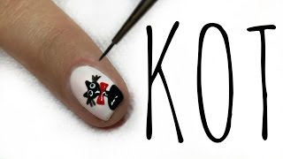 KOT NA PAZNOKCIACH  NAILART [upl. by Nashoma854]