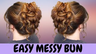 EASY high messy bun hairstyle  quick hair tutorial [upl. by Anned]