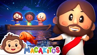 PIERRE JACQUES ET JEAN DANS LE BATEAU  Chants Chrétiens pour Enfants  Les Macakitos [upl. by Ardnoid544]