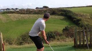 Holywell Bay Golf Course  17th Tee Over The Cliff [upl. by Riannon]