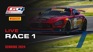 LIVE  Race 1  Sebring International Raceway  Pirelli GT4 America 2024 [upl. by Anifesoj965]