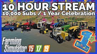 🔴 LIVE 10 Hour Live Stream Celebration  Farming Simulator 15 17 19 [upl. by Ozkum]