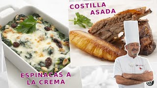 ESPINACAS a la crema  COSTILLA asada con piña ¡Recetas con ARGUIÑANO [upl. by Nidnerb791]