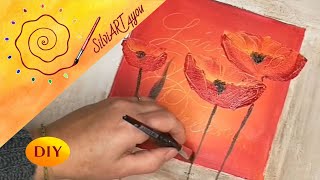 Acrylmalen für Anfänger Blumenbild mit antikem Bilderrahmen DIY Tutorial DEUTSCH [upl. by Hadwin]