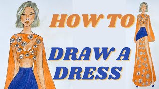 Drawing a dress made simple Stepbystep fashion sketch tutorial [upl. by Marceau]