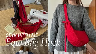 Quilted Bow Bag Hack  Sewing Tutorial  Crossbody Bag Pattern [upl. by Aihtela]