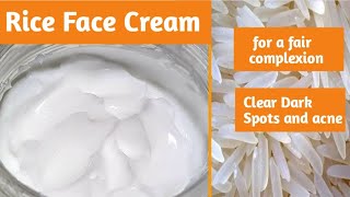 Homemade RICE Face Cream  DIY Homemade RICE Face cream for acne Clears Dark Spotsglowing skin [upl. by Filippa]