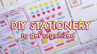 DIY STATIONERY to KEEP YOURSELF ORGANIZED ✨ CALENDAR WEEKLY PLANNER layout amp STICKERS for JOURNAL [upl. by Sualokcin]