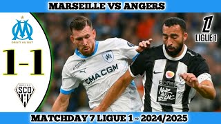 MARSEILLE 1 VS 1 ANGERS  Matchday 7 Ligue 1  202425 [upl. by Dlanigger318]