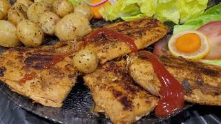 How to cook salmon and potatoes in grill pan  aisy laziz pan grill fish aur aloo nhi khaye hoon gay [upl. by Hehre]