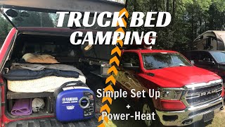 Simple Truck Bed Camping Set Up  I Got the power Heat Generator [upl. by Hannavahs]