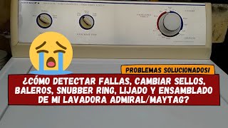 Lavadora AdmiralMaytag Ensamblado cambio sellos baleros snubber ring lijado y revision lavado [upl. by Minne]