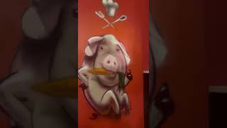 Graffiti Art »Kochvergnügen« Schwein mit KarottePig with carrot 2015 [upl. by Orvah119]