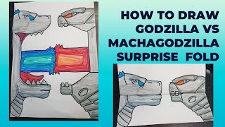 How to draw Godzilla VS MECHAGodzilla Surprise Fold CreativitywithAzu [upl. by Hairahcez]