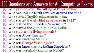 100 Questions and Answers for All Competitive Exams  India GK  India Quiz In English [upl. by Corinna]