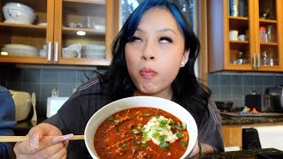 cooking while lit one pot lasagna soup [upl. by Riamu]