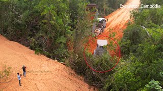 Fantastic techniques KOMATSU D61EX dozer break down tree building new road connection processing [upl. by Sedecram]