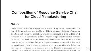 Composition of Resource Service Chain for Cloud Manufacturing [upl. by Aneral142]