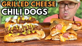 Youve GOT TO TRY these GRILLED CHEESE HOT DOGS with our Homemade HOT DOG CHILI [upl. by Nyltiac455]