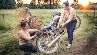 The girl went up the hill to rescue and fix the woodcutters broken motorbike [upl. by Allista]