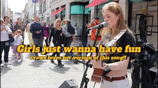 The CROWD loved listening to this COVER of GIRLS JUST WANNA HAVE FUN by SARAH FITZ [upl. by Larrie]