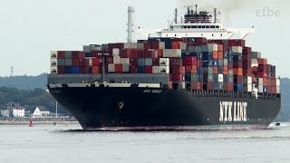 Ship NYK VENUS on River Elbe outbound Hamburg  280914 [upl. by Fornof13]