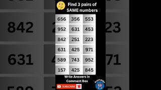 Find 3 pairs of Same Numbers  Only a Genius can Find Them  Hard Level [upl. by Jumbala]