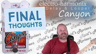 Final Thoughts  ElectroHarmonix CANYON Delay amp Looper Guitar Pedal Review Reids Reviews [upl. by Htesil]