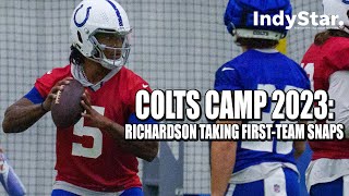 Colts Camp 2023 Richardson takes 1st team snaps offensive line jelling [upl. by Fenton]