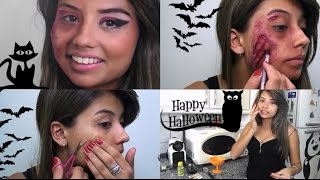 Receita Latex Caseiro e Tutorial de Cicatrizes e MaquiagemHalloween Makeup [upl. by Nahamas]