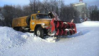 Old soviet screw snowblower DE210 on ZIL131 shassis pass me by [upl. by Lajib]