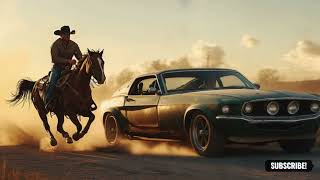 COWBOY WESTERN a cowboy race with a luxury car [upl. by Odnam]