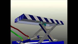 Small Hydraulic Scissor Lift Animation solidworks [upl. by Naleag110]