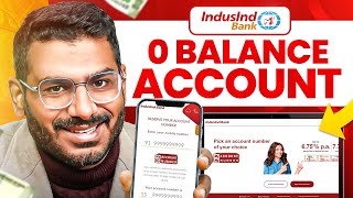 Indusind Bank Zero Balance Account Opening Online  Zero Balance Bank Account Opening Online [upl. by Iur]