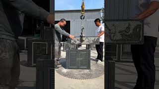 Courtyard luxury installing a stone carved outdoor wash basinshortvideo viralshort [upl. by Muhcan205]