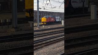 Class 37 light loco at Doncaster station [upl. by Arahk]