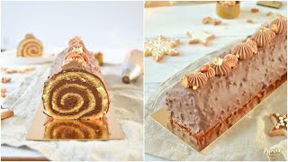 Bûche de Noël roulée chocolat cacahuètes [upl. by Lark353]