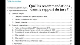 CRPE  quelles recommandations dans le rapport du jury [upl. by Lasley]