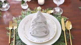 Christmas Tree Napkin Fold Tutorial [upl. by Cirded]