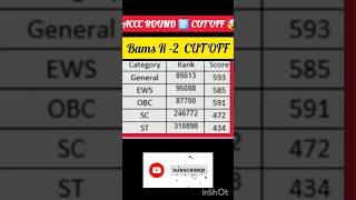 🚨BAMS ROUND 2️⃣ CUT OFF🤯 Aaccc R2 CUT OFF 🤯 ayurveda rank 📊score✍️ Neet 2024 shortsfeed2024 [upl. by Triley]