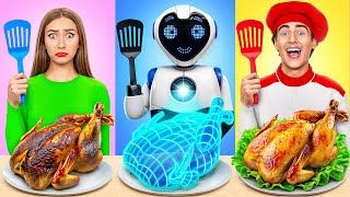 Me vs Grandma Cooking Challenge with a Robot by Multi DO Smile [upl. by Minor]