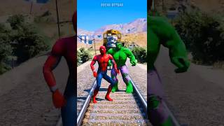 GTA V HULK SAVES SPIDERMAN FROM TRAIN ACCIDENT  coffin dance song cover [upl. by Towland]