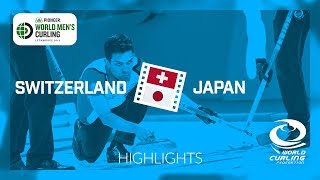 HIGHLIGHTS Switzerland v Japan  Pioneer HiBred World Mens Curling Championship 2019 [upl. by Anipsed]