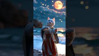 Beach waves starry night sky Healing cats Healing music Healing moments from kittens [upl. by Nnylahs244]