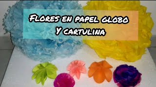 CÓMO HACER FLORES EN PAPEL SEDA Y CARTULINA MUY FÁCIL [upl. by Mildred]