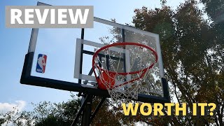 REVIEW Spalding NBA 54quot Portable Angled Basketball Hoop with Polycarbonate Backboard [upl. by Aikkan]