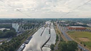 Ghent Belgium Ringvaart in Ghent  water channel Sluis Merebeke  landmark gateway to the Ringva [upl. by Aven]